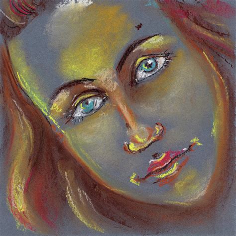 powerful portrait of woman with blue eyes pastel by elena sysoeva