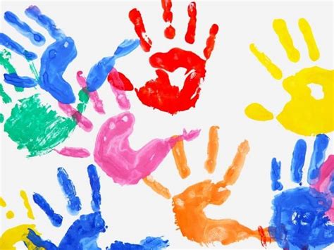 paints materials  baby hand footprint crafts