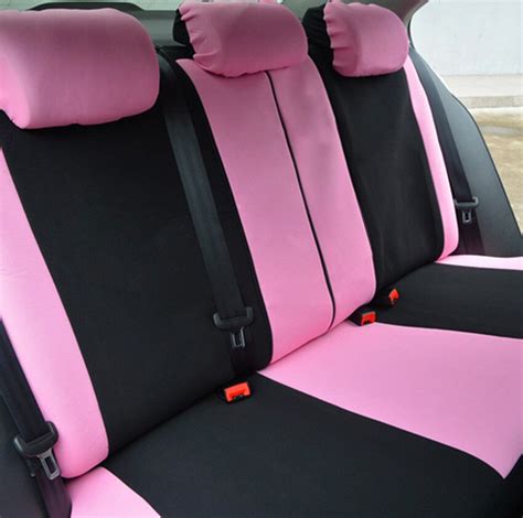 polyester fabric universal car seat covers for women full set pink