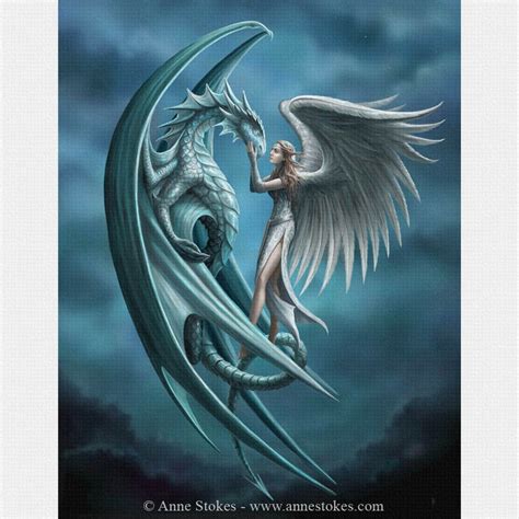 Silver Back Anne Stokes Wall Plaque Gothic Dragon Angel