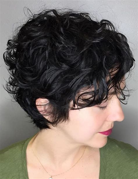Long Black Pixie With Messy Curls Short Wavy Hair Curly