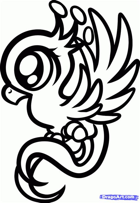draw  baby phoenix phoenix bird step  step phoenix