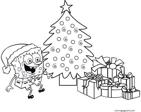 happy spongebob christmas  coloring page  printable coloring pages