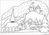 Coloring Winter Pages Scene Snowy Printable Scenes Color Clipart Snow Christmas House Print Applique Nature Rocks Kids Patterns Coloringpagesonly Seasons sketch template