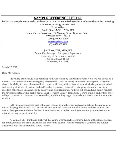 grad school sample letter  recommendation  nursing graduate school