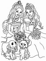 Barbie Coloring Pages Friends Dog Princess Cat Her Girls Pet Color Print Fantasy Friend sketch template
