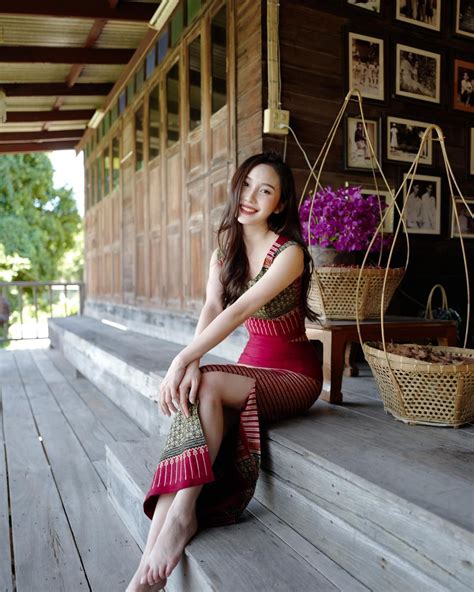 May Sitapha Apha Long Legs Girl Photos Red Dress Slip Dress Cute