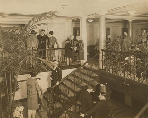 passengers on the second class stairwell onboard the aquitania 1914