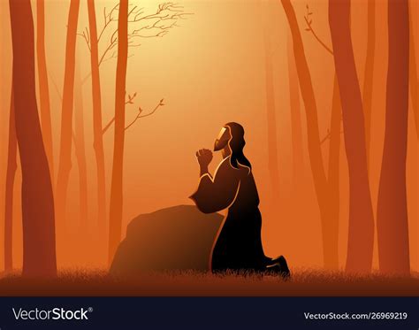 biblical vector illustration  jesus praying  gethsemane