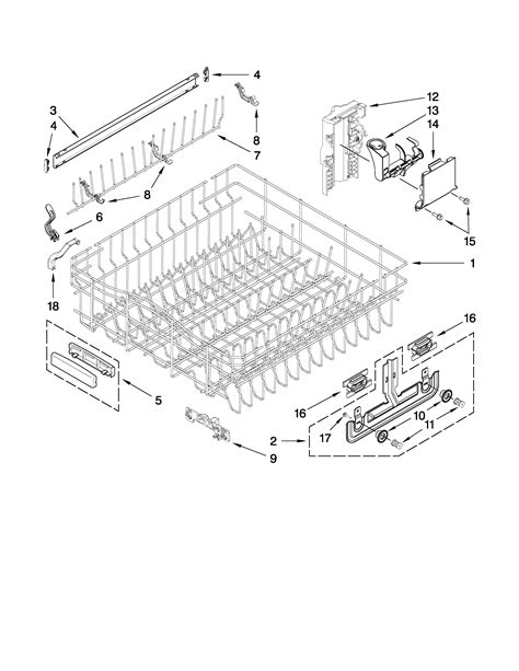 upper rack  track parts diagram parts list  model kudsivbl kitchenaid parts
