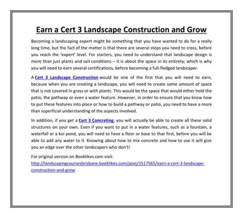 earn  cert  landscape construction  grow powerpoint
