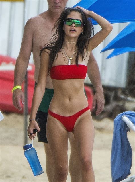 kim turnbull in a red bikini on the beach in barbados 08 11 2018