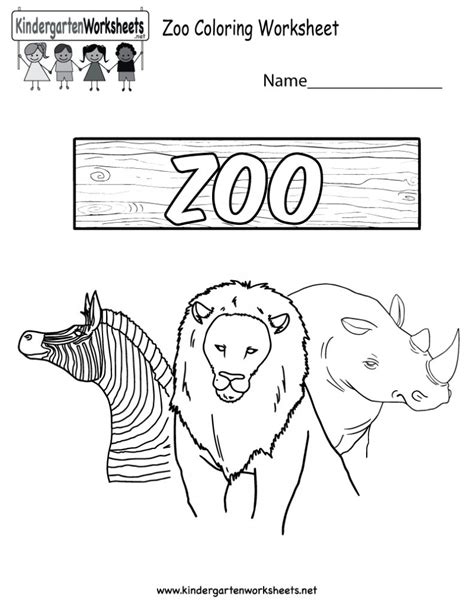printable zoo coloring worksheet  kindergarten  printable