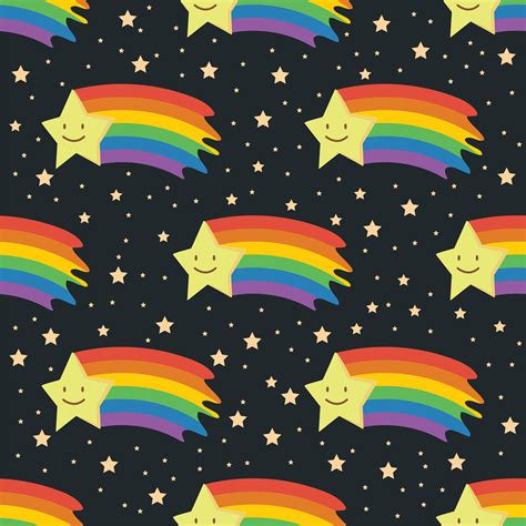 rainbow shooting star seamless pattern bacground  vector art