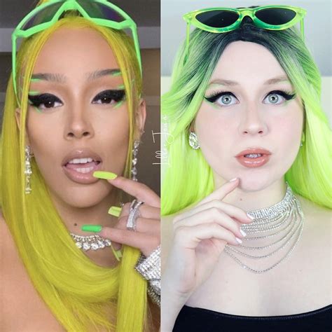 doja cat neon green l a girl shockwave eyeliner inspired makeup