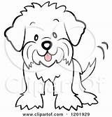 Clipart Dog Puppy Fluffy Cartoon Cute Maltese Coloring Dogs Tail Pages Wagging His Puppies Vector Royalty Clip Maltipoo Small Drawings sketch template