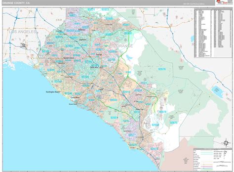 orange county ca wall map premium style  marketmaps mapsales