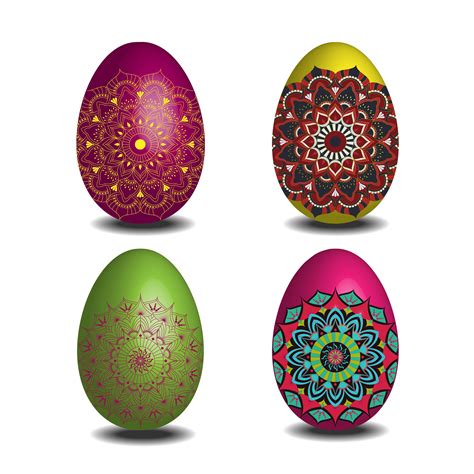 mandala easter egg collection  vector art  vecteezy