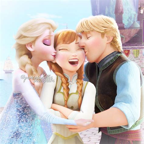 frozen family kisses kristoff  elsa surprise anna   love