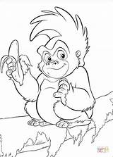 Coloring Pages Banana Young Printable Drawing Monkey sketch template