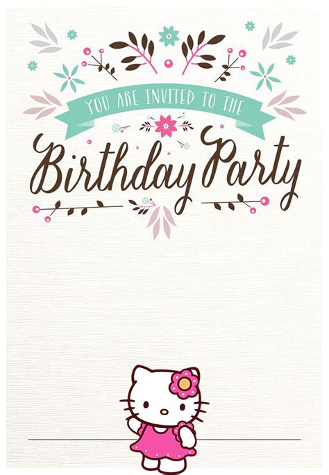 kitty  printable invitation templates invitations