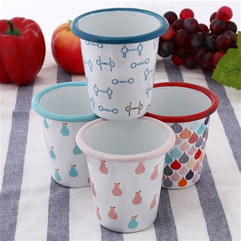 ml wholesale personalized enamel cup printing enamel mugs  handle
