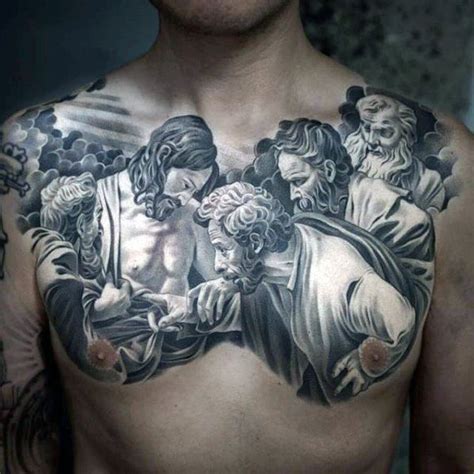 40 Jesus Chest Tattoo Designs For Men Chris Ink Ideas Last Supper