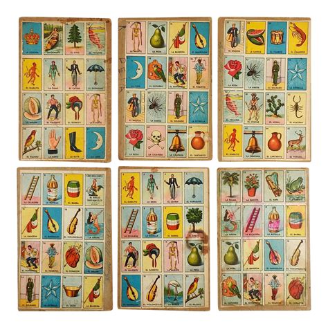 Vintage Mexican Loteria Bingo Cards Set Of 6 Chairish