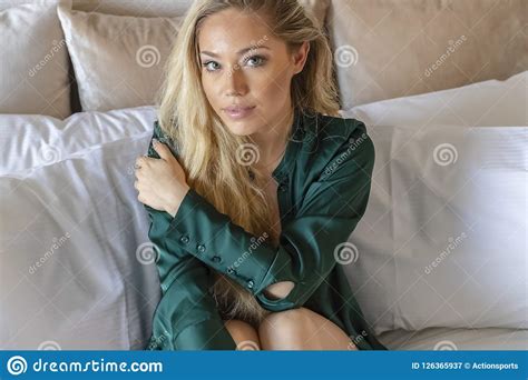 Gorgeous Blonde Model Relaxing At Home Stock Image Image