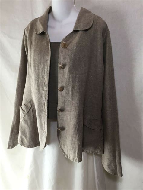 flax jeanne engelhart natural linen shapely jacket tunic top shirt