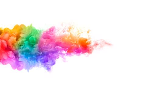 ink  water isolated  white background rainbow  colors cool