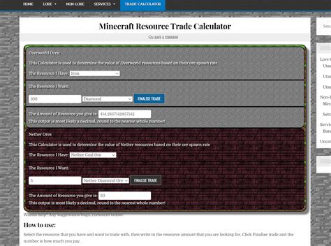 minecraft resource trade calculator    nether ores   trading calculator