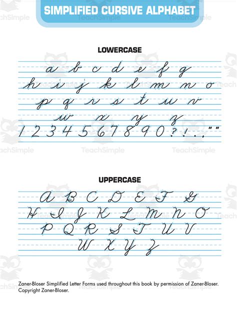 handwriting skills zaner bloser simplified method learning cursive