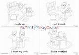 Daily Pages Routine Colouring Labelled Routines Village Activity Explore sketch template