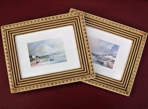 pair  vintage french art prints brittany coast