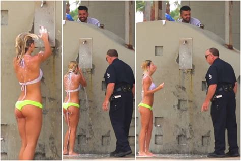 la broma del shampoo regresa y una sexy chica en bikini es ¿arrestada en la playa laura g