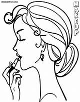 Makeup Coloring Pages Colouring Print Colorings Lady sketch template