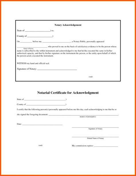 notarized document sample template business