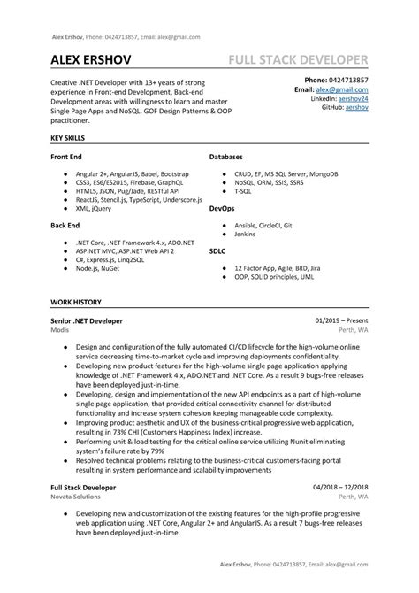 github aershov developer resume cv templates   developer resume template