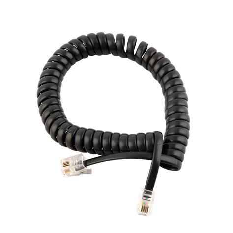 phone handset spiral coiled rj pc plug telephone extension cable  black walmartcom