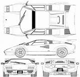 Lamborghini Countach Blueprints 5000qv sketch template