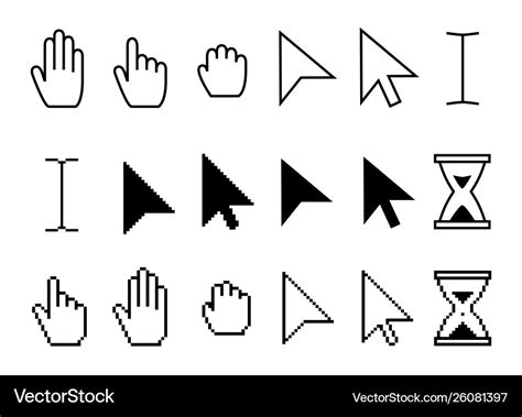 pointer cursor icons web arrows cursors mouse vector image