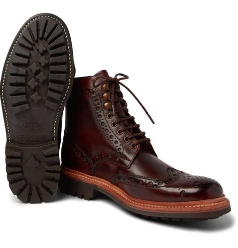 grenson fred leather brogue boots flawless crowns