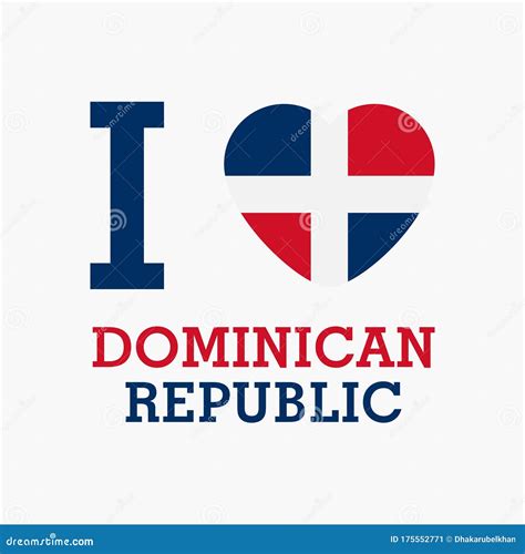 I Love Dominican Republic With Heart Flag Shape Vector Stock Vector