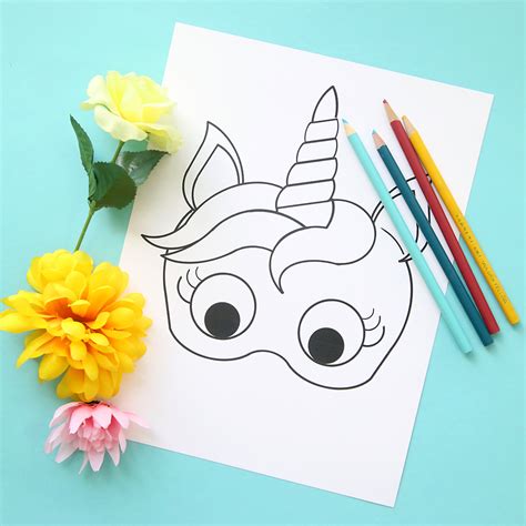 unicorn masks  print  color  printable huffman witena