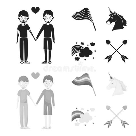 Gay And Lesbian Monochrom Icons In Set Collection For Design Sexual