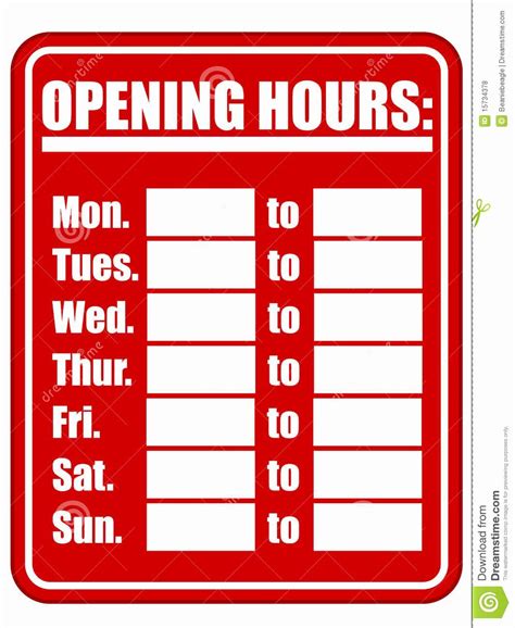 business hours word template bunsis