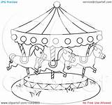 Coloring Carousel Pages Outline Carnival Illustration Clip Rides Royalty Bnp Studio Rf Clipart Background Print Coloringtop sketch template