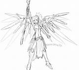 Overwatch Mercy Pages Coloring Sketch Template Sketches sketch template