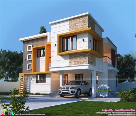 space saving duplex villa plan kerala home design  floor plans  dream houses